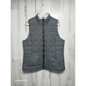 Maurices Size Large Puffer Vest Faux Fur Lining Black White Sleeveless